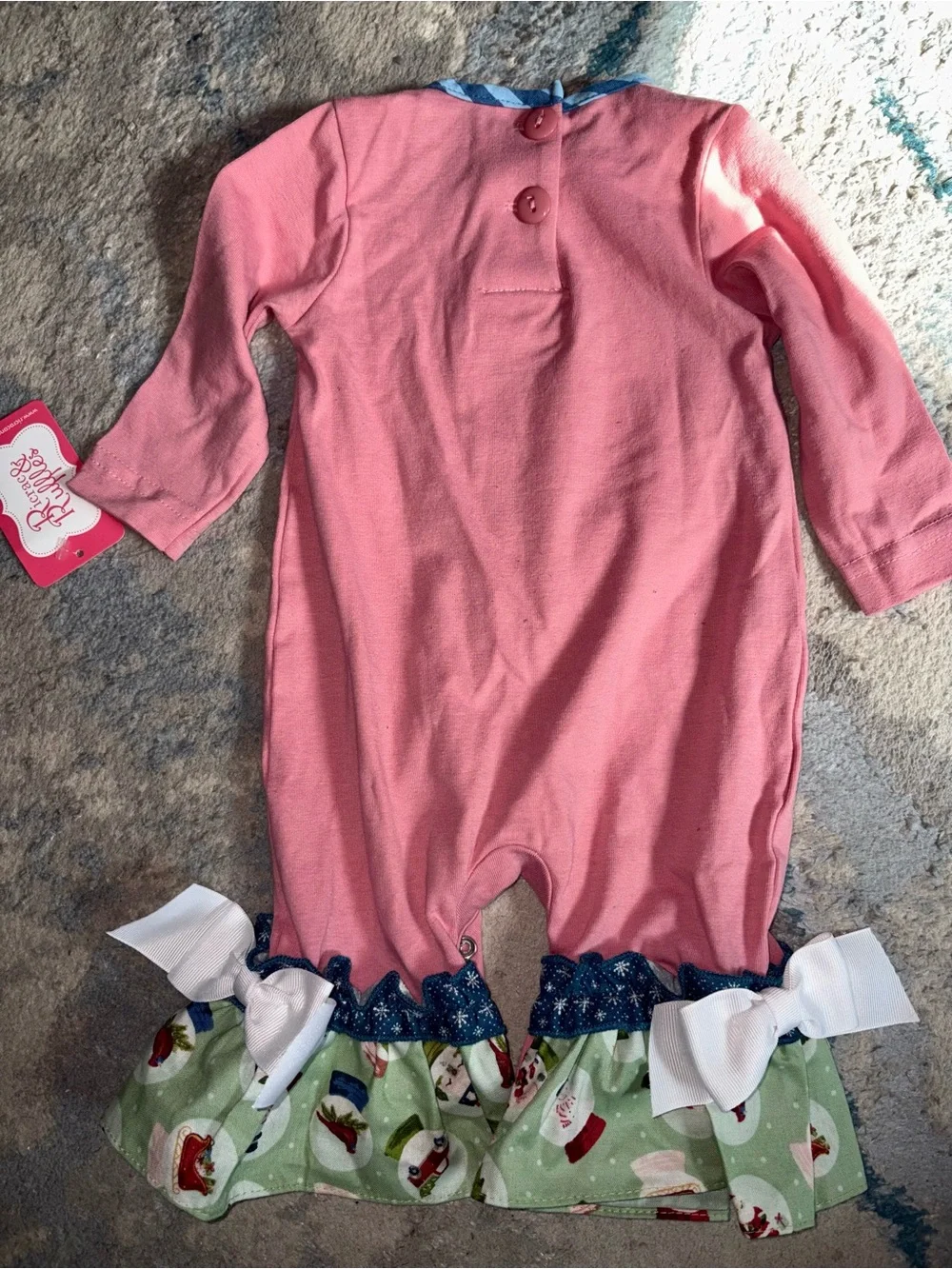 Girls Pink Snow Globe Ruffle One-Piece Bodysuit